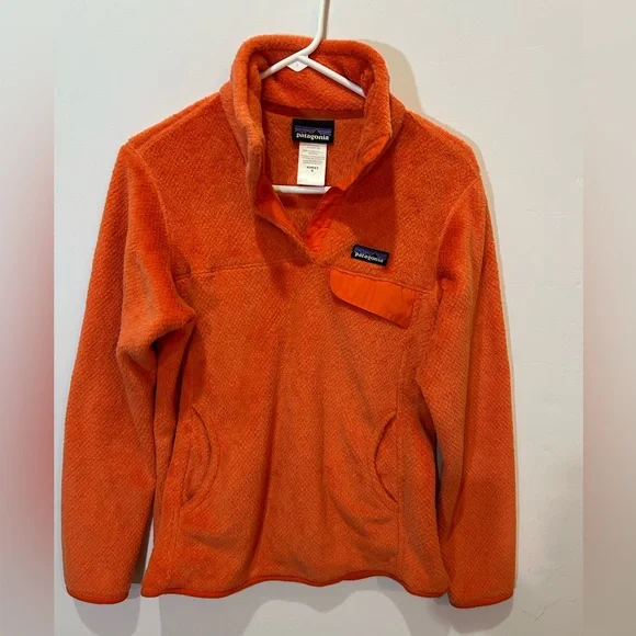 Patagonia Women’s Quarter Zip Orange Fleece Pullover M - Picture 3 of 5